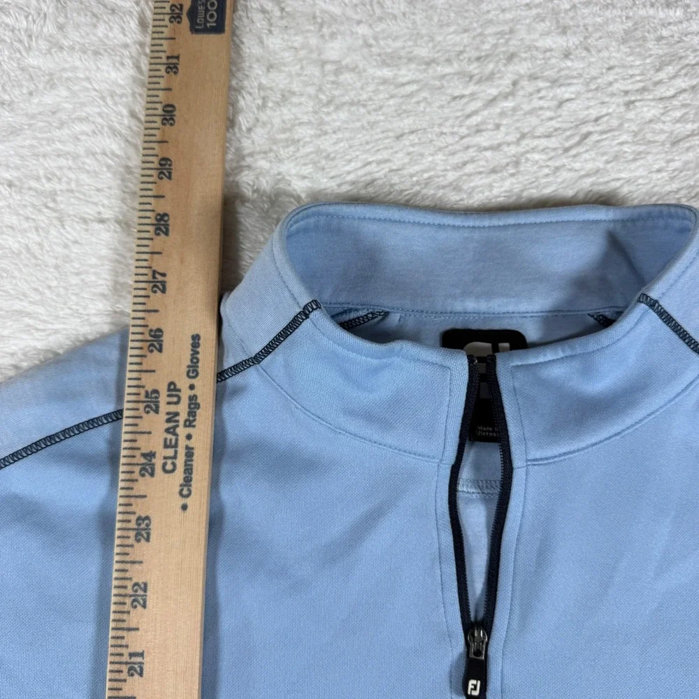 FootJoy Mens M 1/4 Zip Pullover Light Blue L/S Contrast Stitching 25059